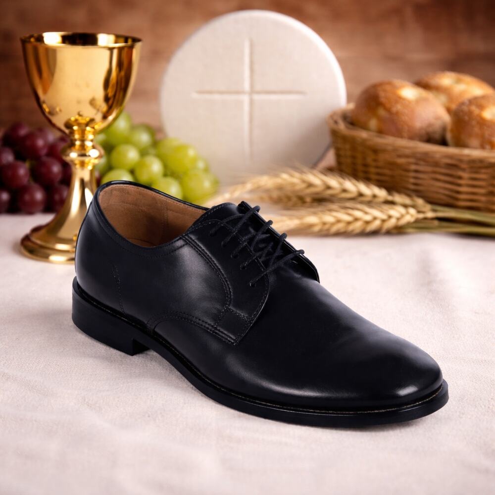 NEW Boy's Communion Dress Shoe - Black/Matte Lace Up - Size 4